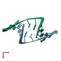 PDB entry 3ukb coloured by chain, top view.