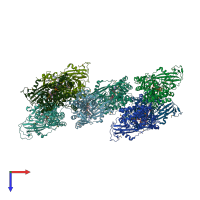 PDB entry 3ukf coloured by chain, top view.