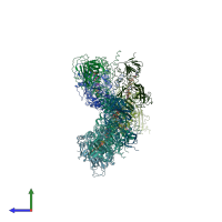 PDB entry 3ukh coloured by chain, side view.