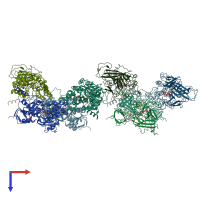 PDB entry 3ukh coloured by chain, top view.
