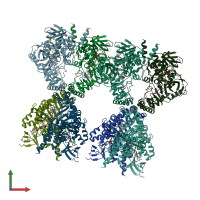 PDB entry 3ukp coloured by chain, front view.