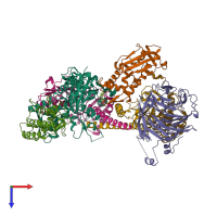 PDB entry 3ukr coloured by chain, top view.