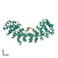 PDB entry 3ukw coloured by chain, front view.