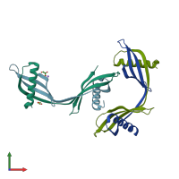 PDB entry 3ul5 coloured by chain, front view.
