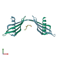 PDB entry 3ul6 coloured by chain, front view.