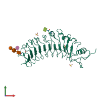 PDB entry 3ul9 coloured by chain, front view.