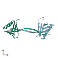 PDB entry 3ulb coloured by chain, front view.