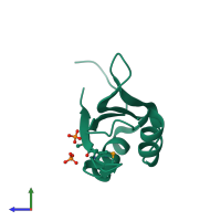 PDB entry 3ulh coloured by chain, side view.