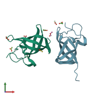 PDB entry 3ulj coloured by chain, front view.
