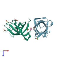 PDB entry 3ulj coloured by chain, top view.