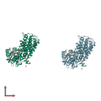 PDB entry 3ulk coloured by chain, front view.