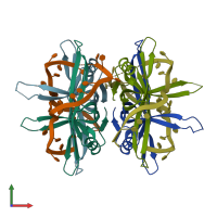 PDB entry 3ulp coloured by chain, front view.