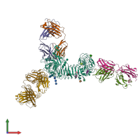 PDB entry 3ulu coloured by chain, front view.