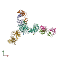 PDB entry 3ulv coloured by chain, front view.