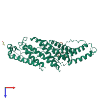 PDB entry 3uly coloured by chain, top view.