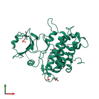 PDB entry 3ulz coloured by chain, front view.