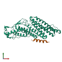 PDB entry 3um3 coloured by chain, front view.