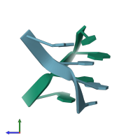 PDB entry 3um4 coloured by chain, side view.
