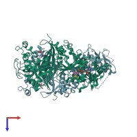 PDB entry 3um5 coloured by chain, top view.