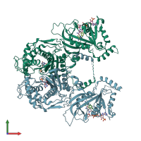 PDB entry 3um6 coloured by chain, front view.