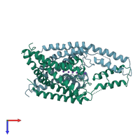 PDB entry 3um7 coloured by chain, top view.