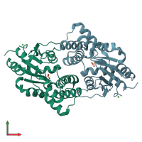 PDB entry 3um9 coloured by chain, front view.