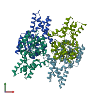 PDB entry 3umc coloured by chain, front view.