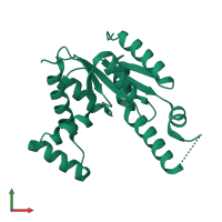 PDB entry 3umf coloured by chain, front view.