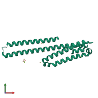 PDB entry 3umi coloured by chain, front view.