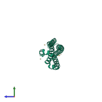 PDB entry 3umi coloured by chain, side view.