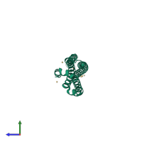 PDB entry 3umk coloured by chain, side view.