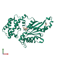 PDB entry 3ums coloured by chain, front view.
