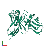 PDB entry 3umt coloured by chain, front view.