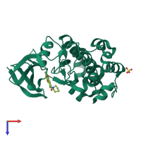 PDB entry 3umx coloured by chain, top view.