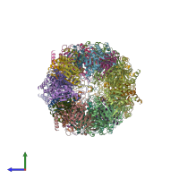 PDB entry 3un8 coloured by chain, side view.