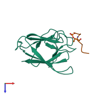 PDB entry 3unn coloured by chain, top view.