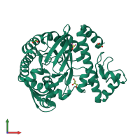 PDB entry 3unt coloured by chain, front view.