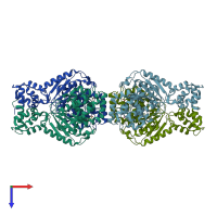 PDB entry 3unw coloured by chain, top view.