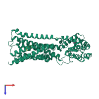 PDB entry 3uon coloured by chain, top view.