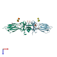 PDB entry 3up1 coloured by chain, top view.