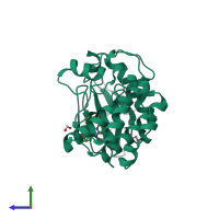 PDB entry 3up2 coloured by chain, side view.