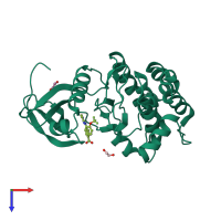 PDB entry 3up2 coloured by chain, top view.