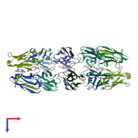 PDB entry 3upc coloured by chain, top view.