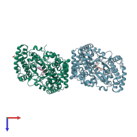 PDB entry 3uph coloured by chain, top view.