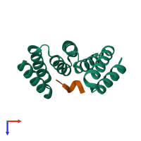 PDB entry 3upv coloured by chain, top view.