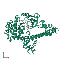 PDB entry 3upz coloured by chain, front view.