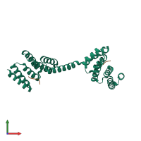 Hetero trimeric assembly 1 of PDB entry 3uq3 coloured by chemically distinct molecules, front view.