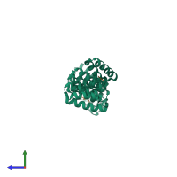 Hetero trimeric assembly 1 of PDB entry 3uq3 coloured by chemically distinct molecules, side view.