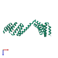 Hetero trimeric assembly 1 of PDB entry 3uq3 coloured by chemically distinct molecules, top view.