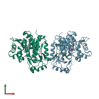 PDB entry 3uq6 coloured by chain, front view.